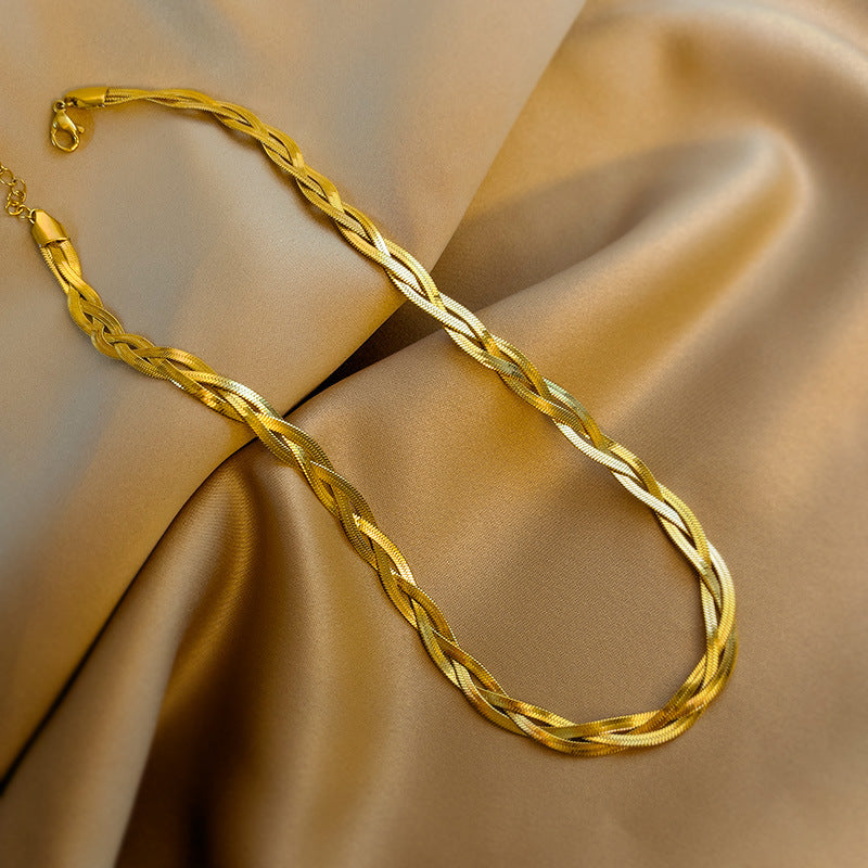 Chaîne pour femmes, colliers ras du cou tissés torsadés personnalisés à trois brins
