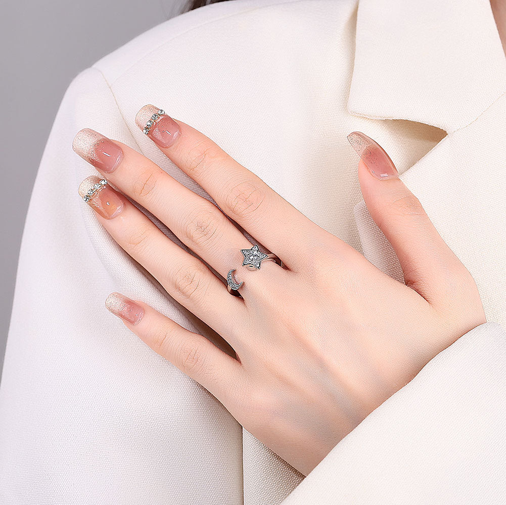 Fashion Star Moon Ethnic Style Rotating Index Finger Rings