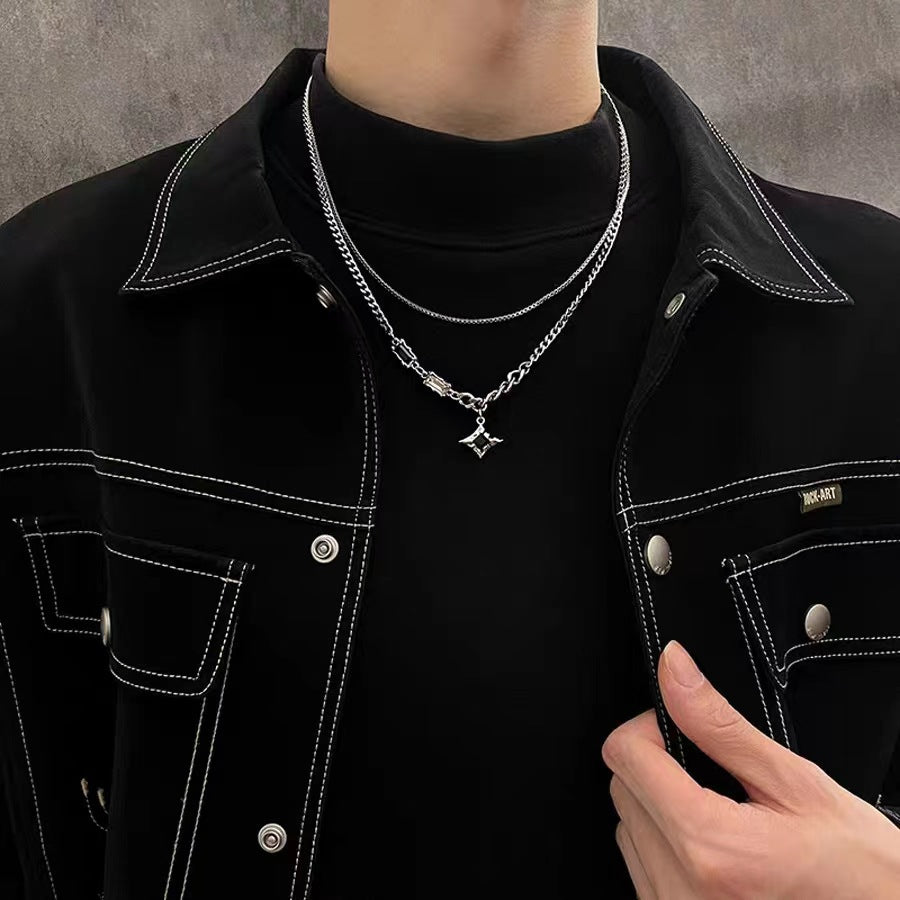 Colliers de couple et de clavicule de style hip hop pour hommes