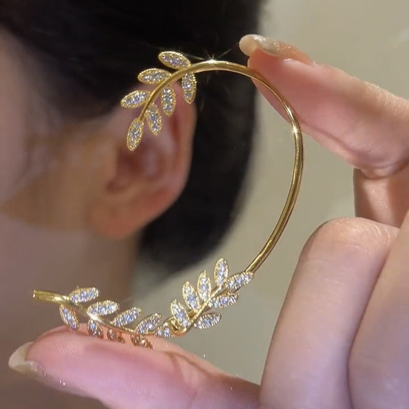 Women's Full Diamond Leaves Detachable Descendants Of The Rich Niche Design Ear Clip