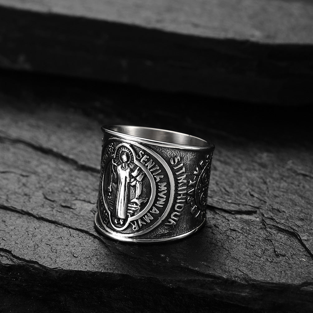 Ornament Benedict Exorcist Stainless Steel Domineering Rings