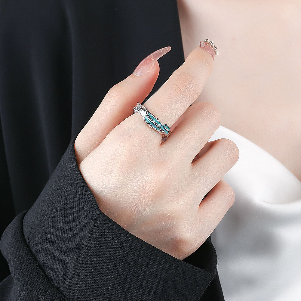 Dark Green Epoxy Female Light Luxury Rings