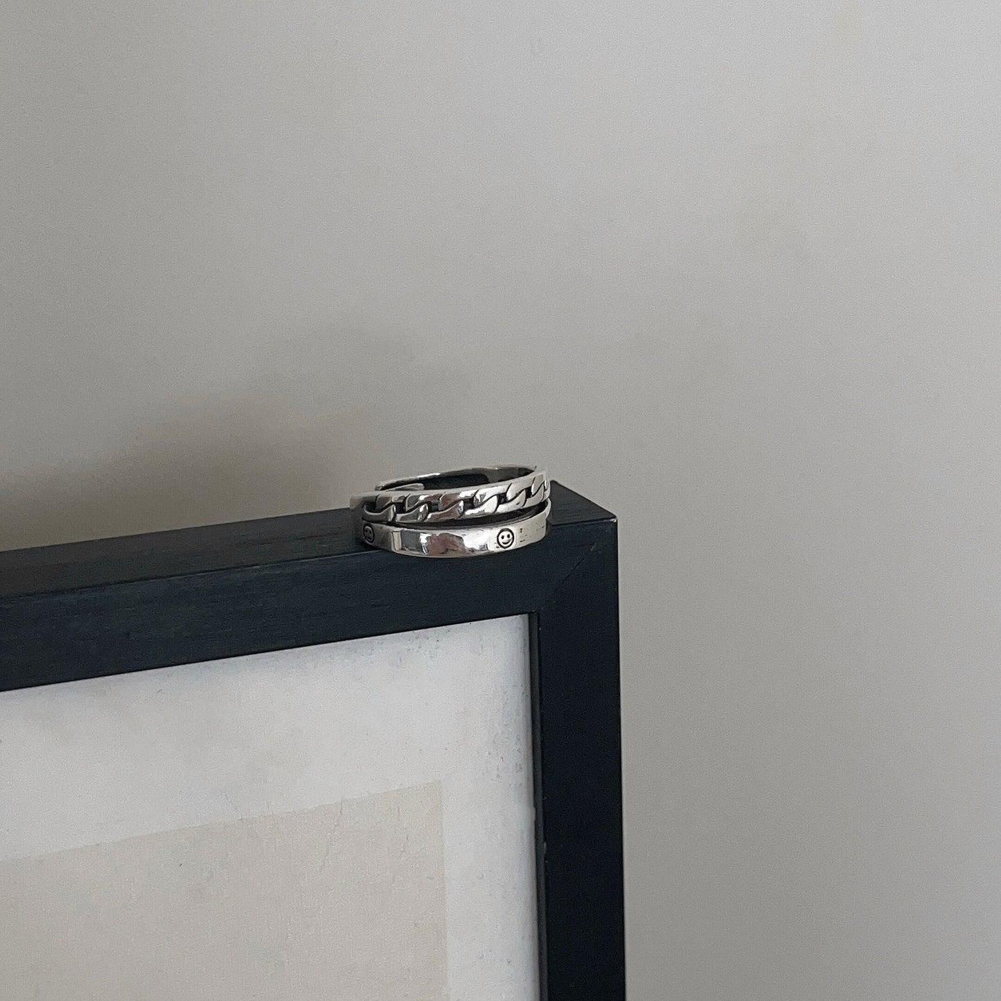 Bagues d'indexation féminines pentagramme de style industriel en argent sterling