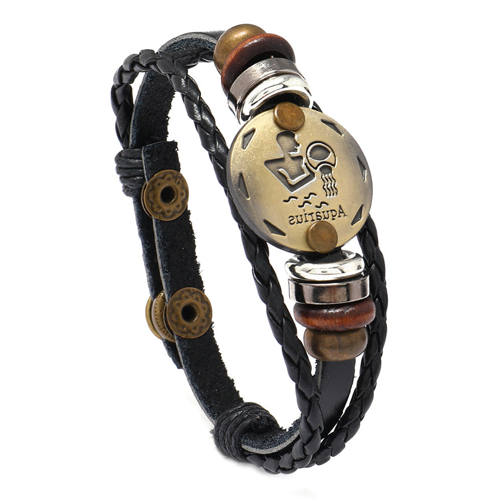 Constellation Cattle Leather Birthday Gift Adjustable Size Bracelets