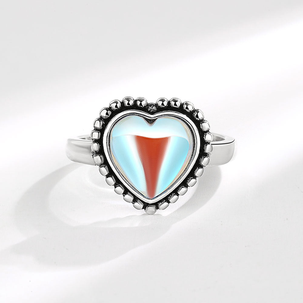 Offene Retro-Ringe aus weißem Moonlight Love-Metall