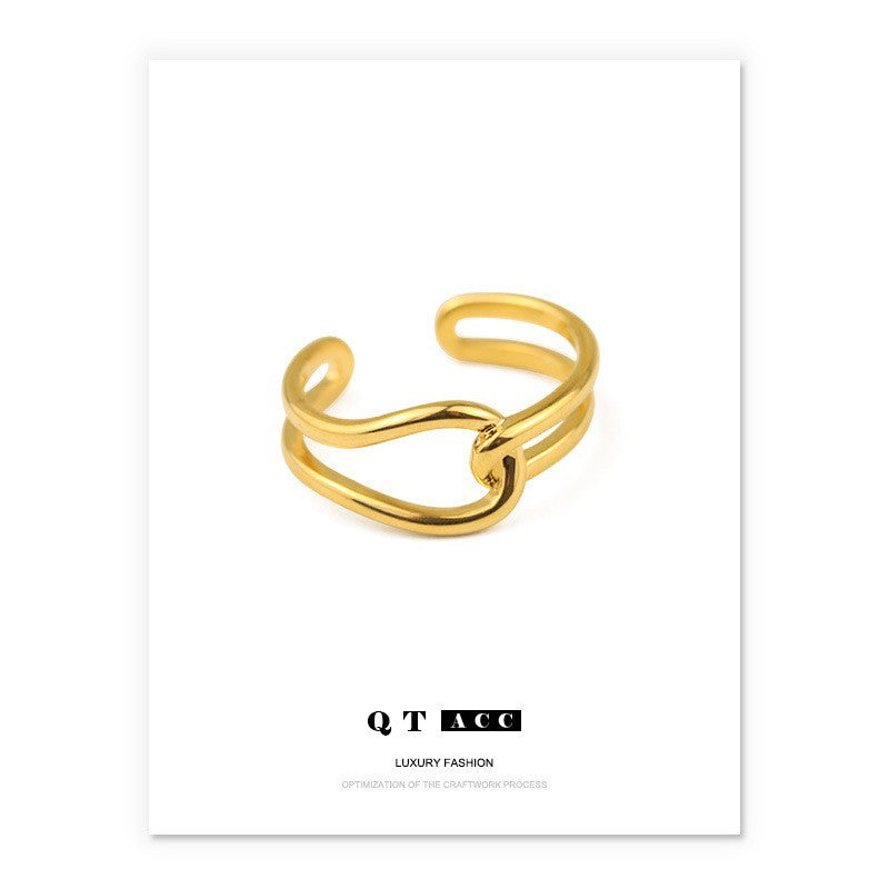 Women's & Men's Electroplated Real Gold Minimalist Style Line Knotted Rings