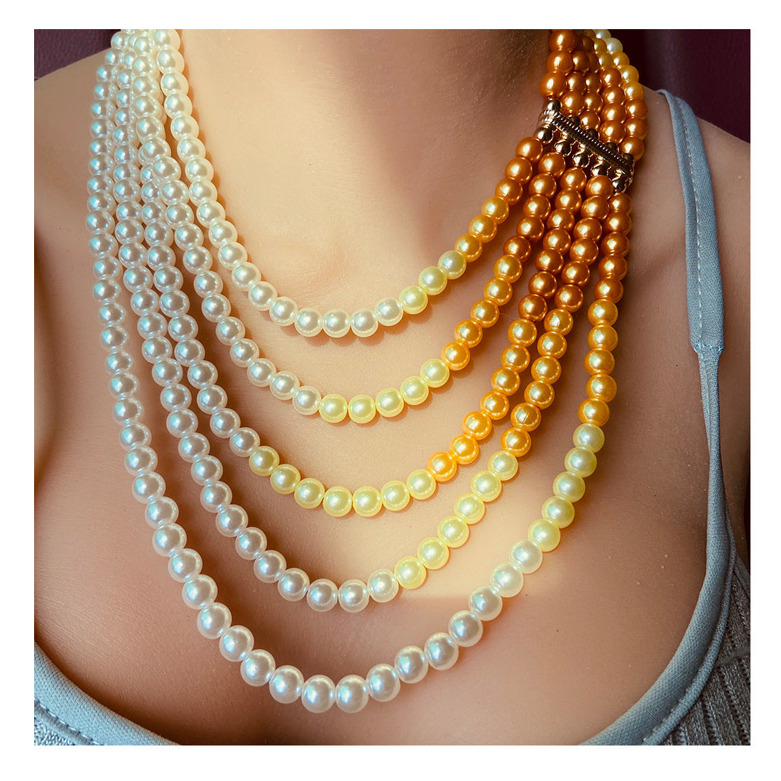 Colliers de perles élégants à la mode pour femmes, chaîne de pull en perles