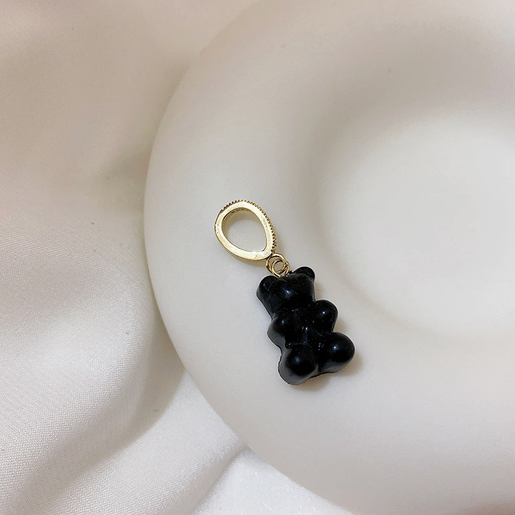 Colliers féminins avec pendentif Smiley en métal ours transparent