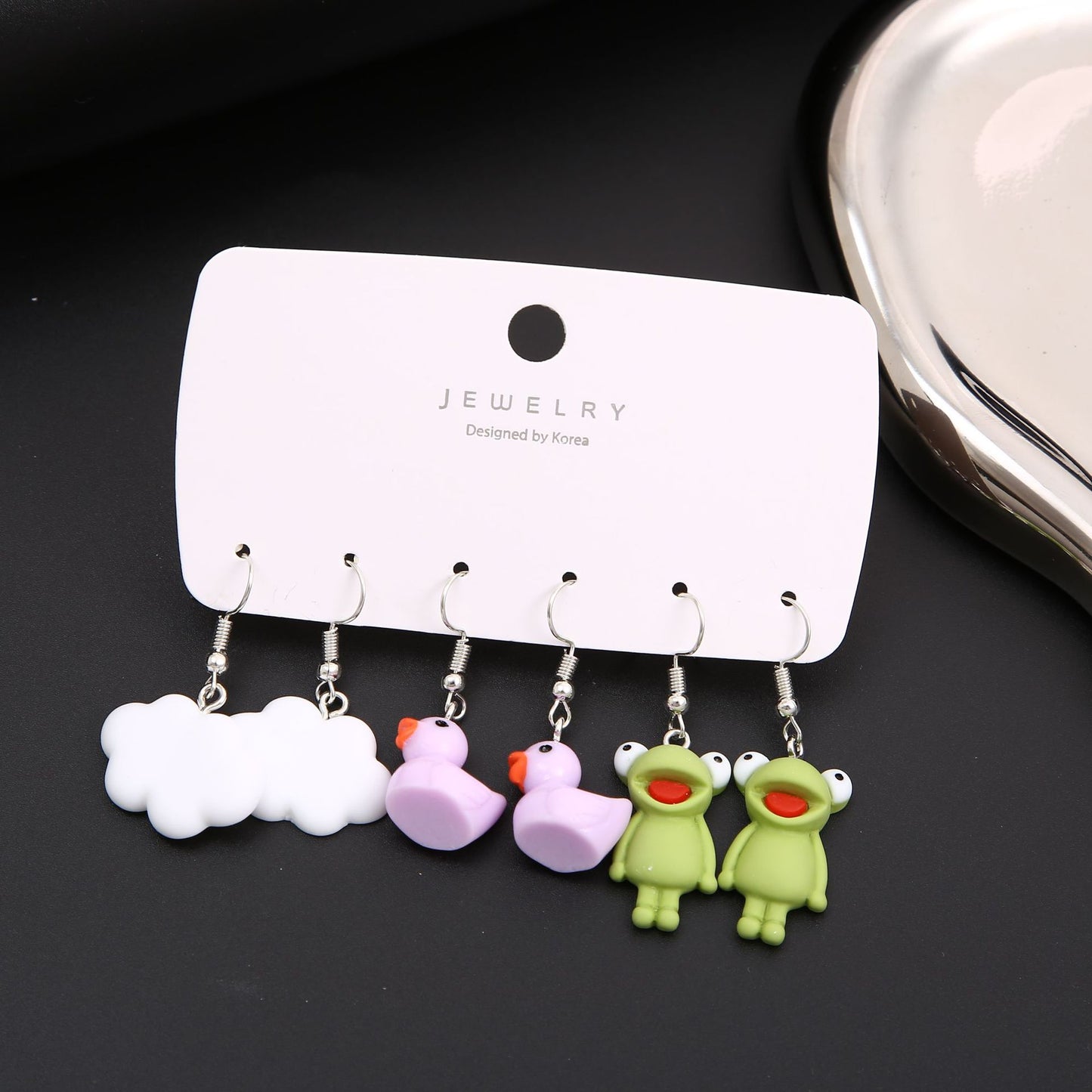 Canard Grenouille Carte Stockage Fun Acrylique Boucles d’oreilles