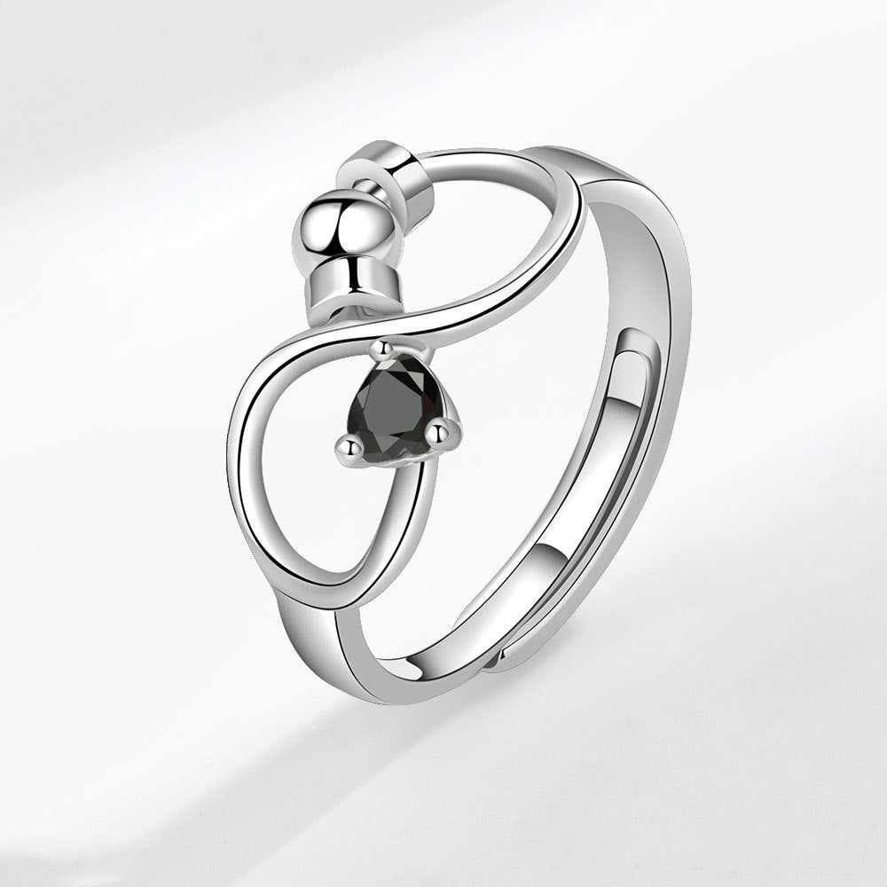 Birthstone Rotating Decompression Heart-shaped Infinite Couple Rings