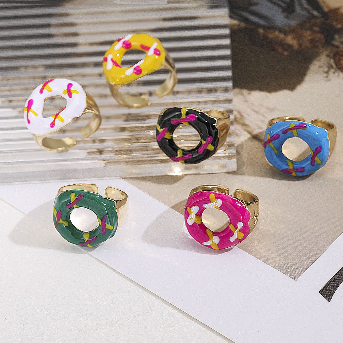 Creative Alloy Drip Donut Hip Hop Rings