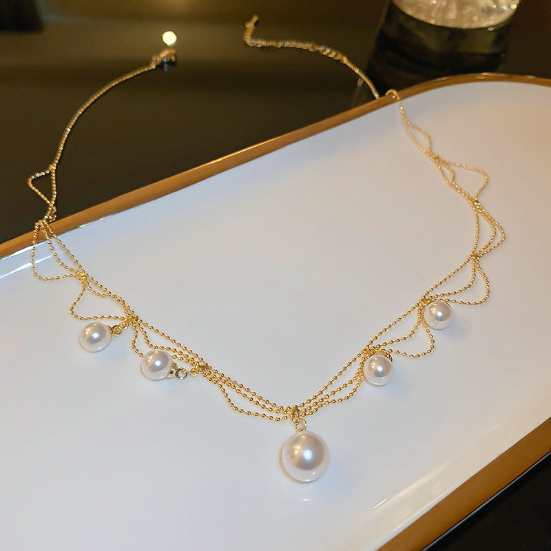 Vintage perle gland femme été léger luxe avancé colliers