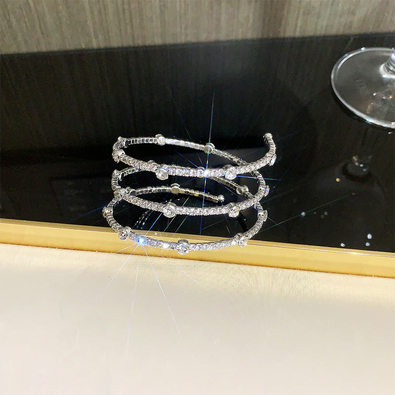 Rhinestone Zircon Elastic Laminated Adjustable Female Bracelets