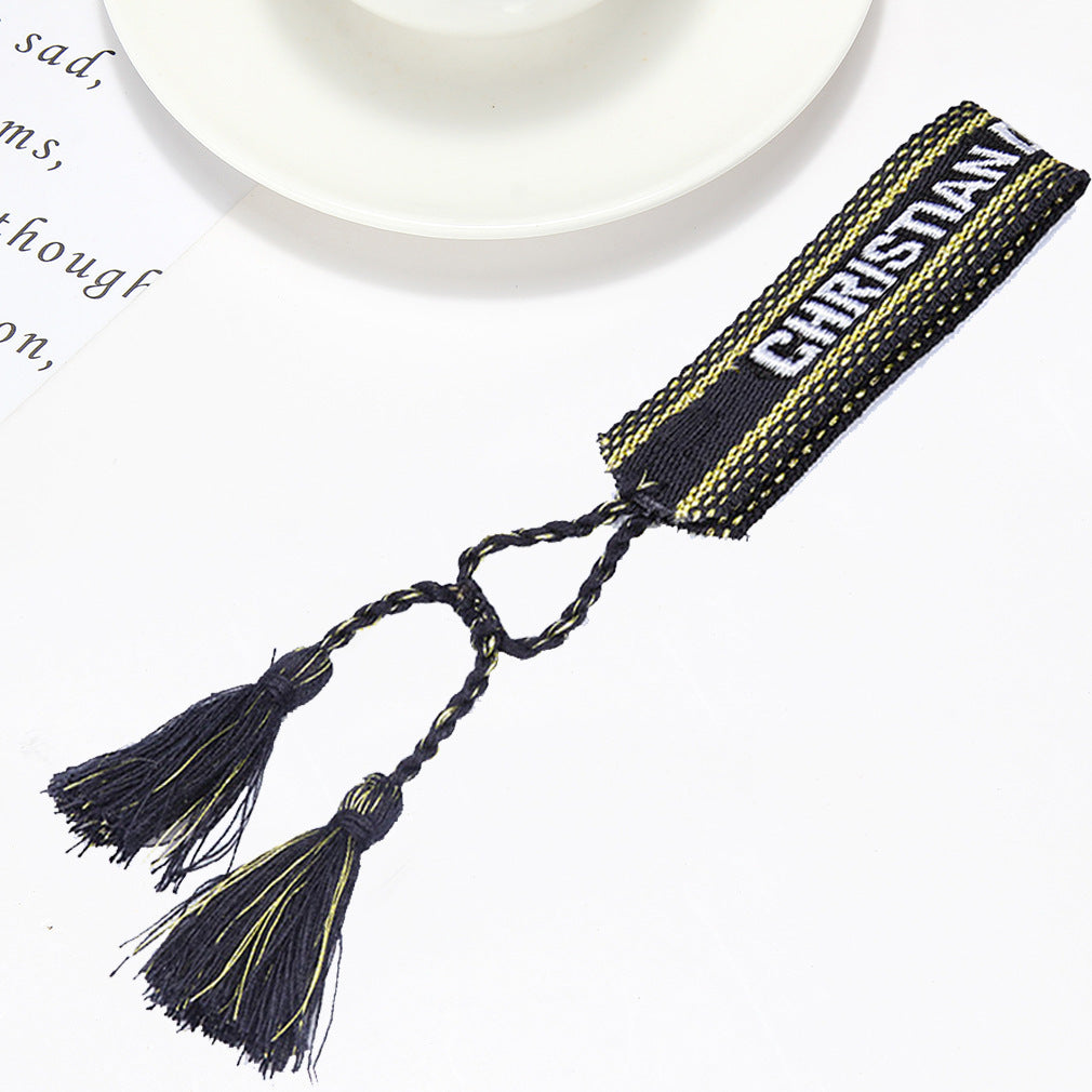 Women's To Joy Lucy Letter Embroidered Fashion Tassel Wristband Bracelets