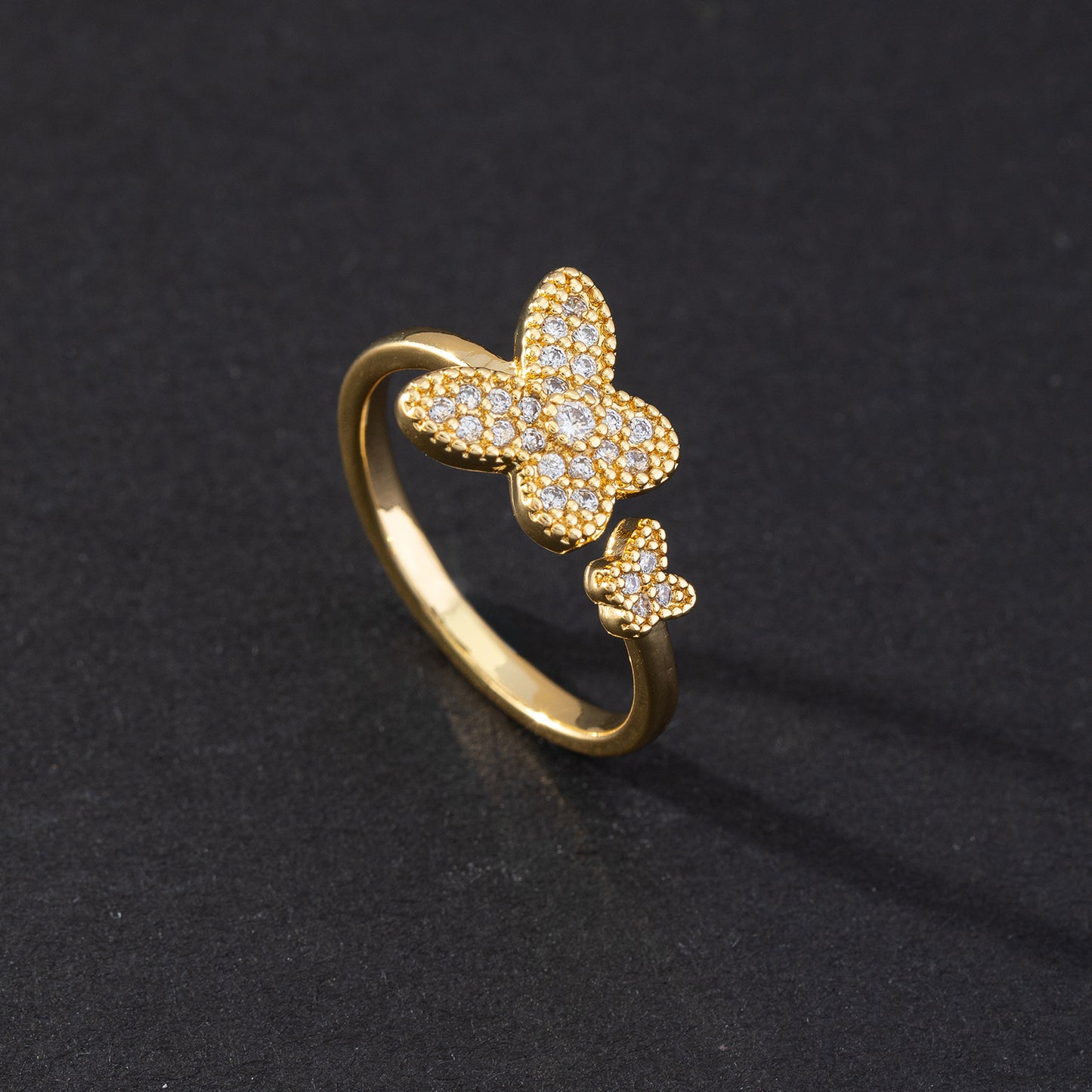 Ornament Affordable Luxury Style Double Zircon Female Rings
