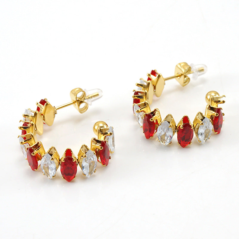 Women's Rhinestone Ear South America Fashionable Golden Titanium Light Rings
