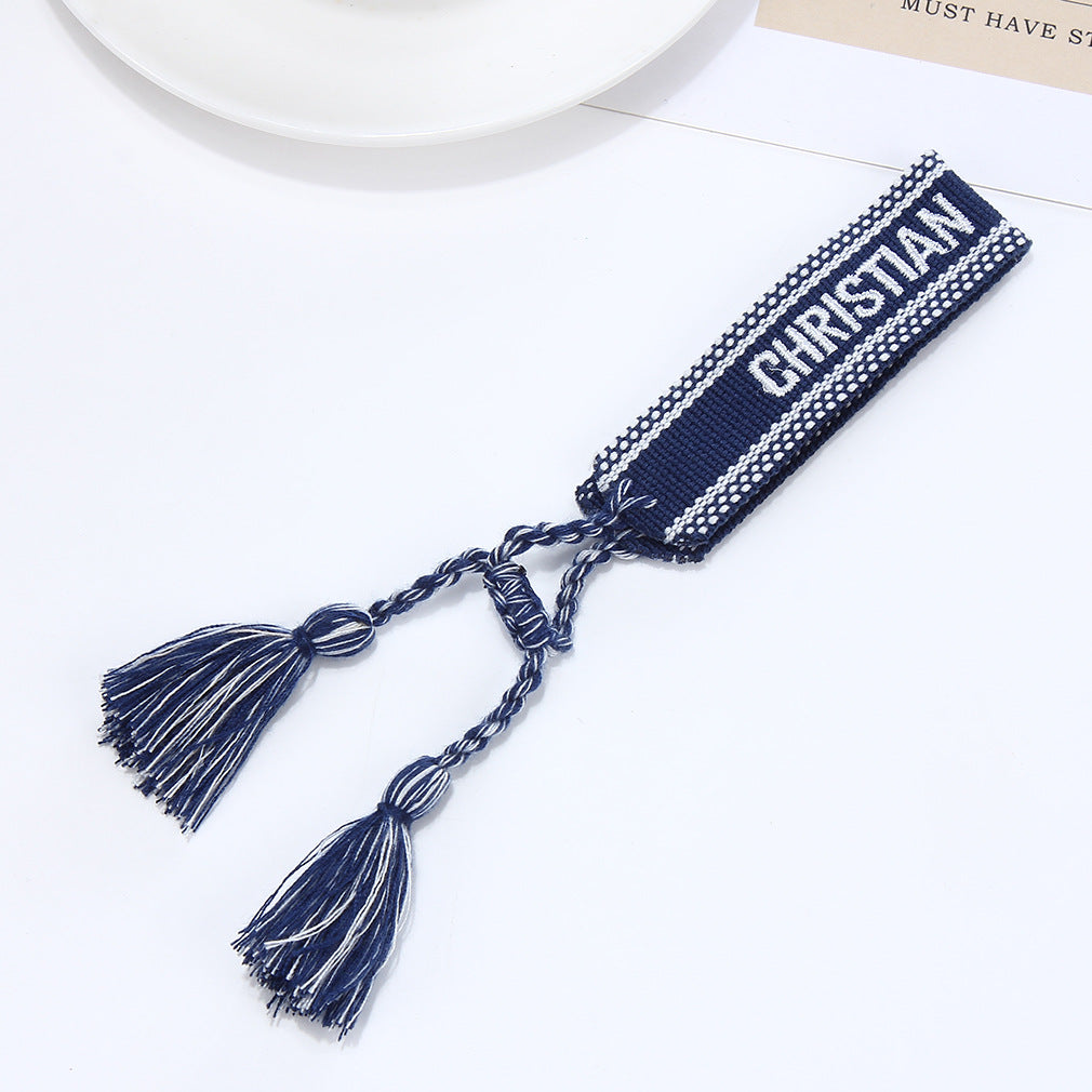 Women's To Joy Lucy Letter Embroidered Fashion Tassel Wristband Bracelets