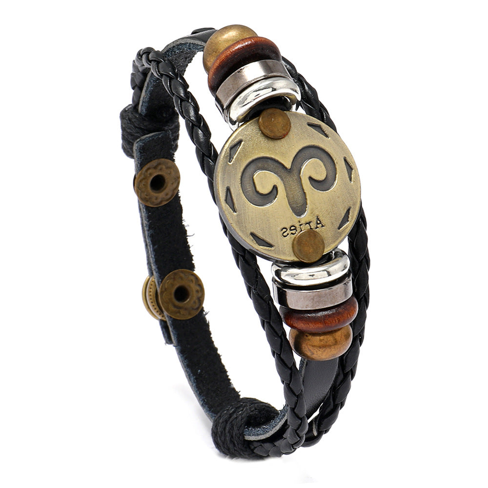 Constellation Cattle Leather Birthday Gift Adjustable Size Bracelets