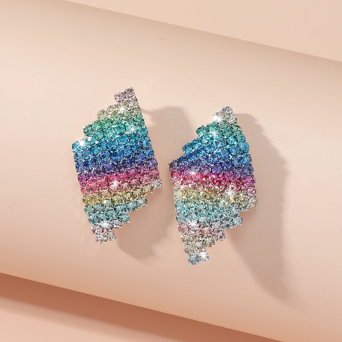 Damen-Ohrringe mit vollem Diamanten in Regenbogenfarben, Abendkleid-Accessoires