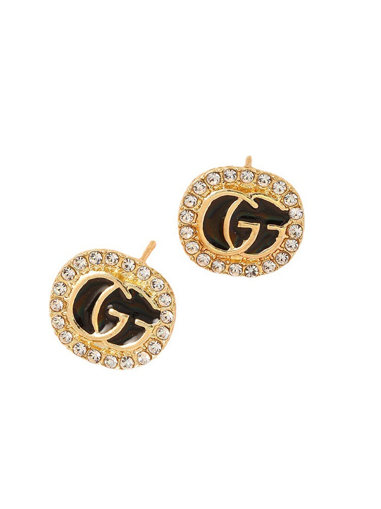Women's Simple Square Letter High-grade Micro Inlaid Zircon Exquisite Light Earrings