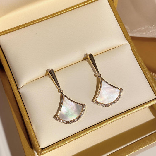 Women's Style Elegant Fan-shaped Zircon Simple Fairy Earrings