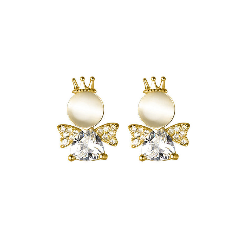 Women's French Style Sterling Sier Needle Angel Earrings