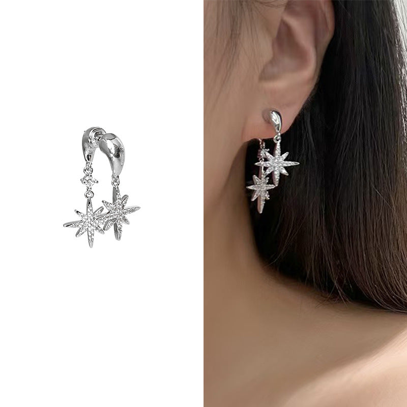 Women's Awn Star Gold-plated Light Luxury Minority High-grade Super Shiny Zircon Stud Earrings