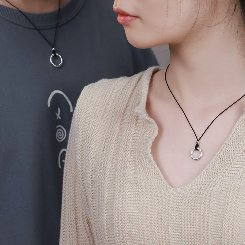 Colliers avec pendentif An Fu en argent pur, boucle de paix