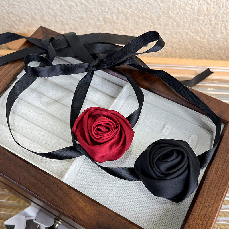 Damen-Schlüsselbein-Halsketten im Retro-Stil mit Rosen-Riemen und Schlüsselbein