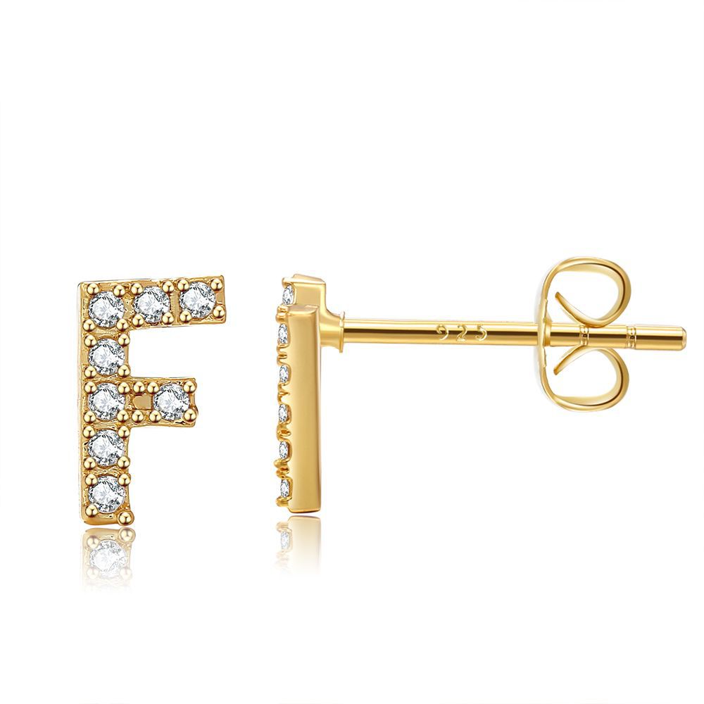 Women's Trend Small Alphabet Letter Brass Gold Earrings