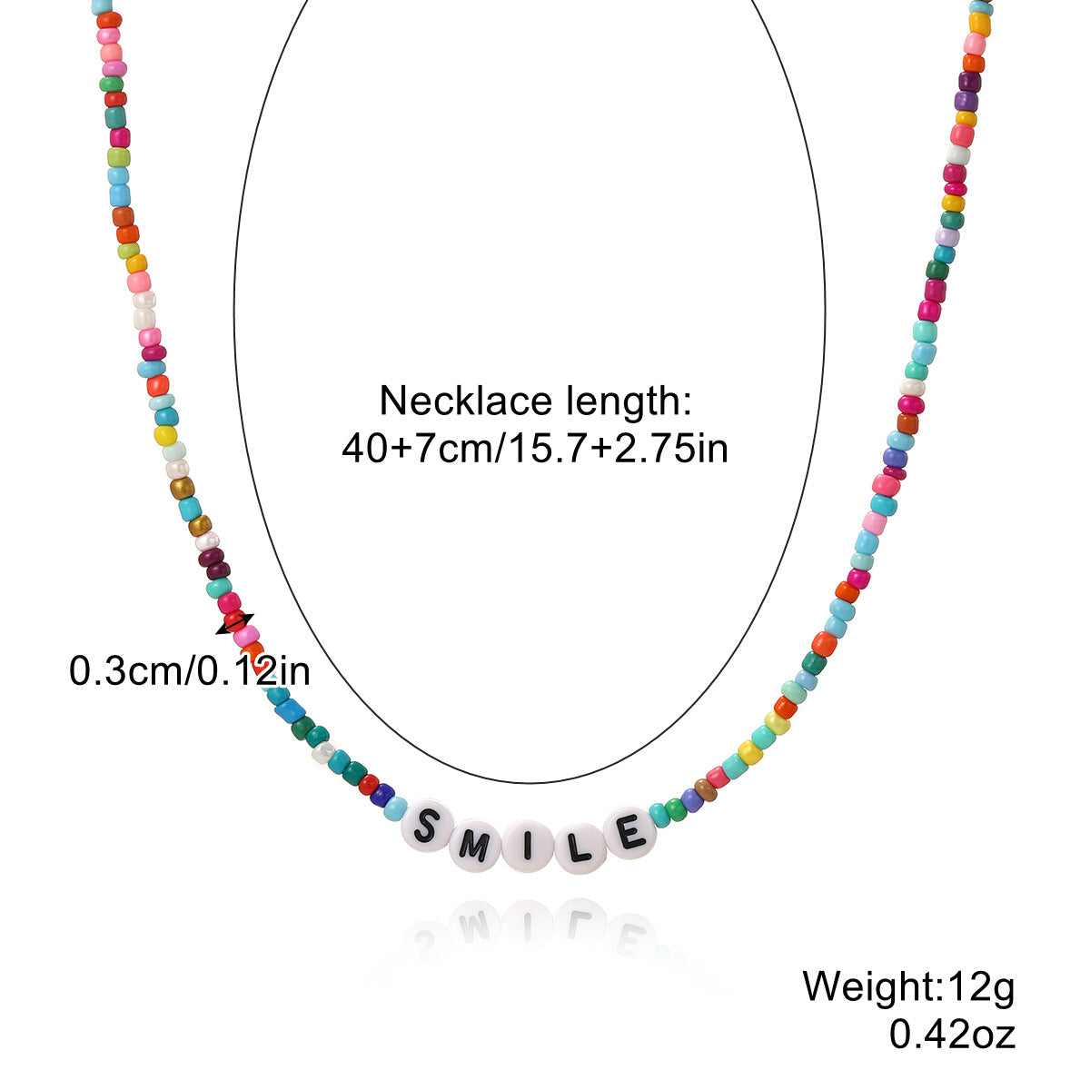 Colliers de perles de couleur exquises avec lettres d'ornement d'été