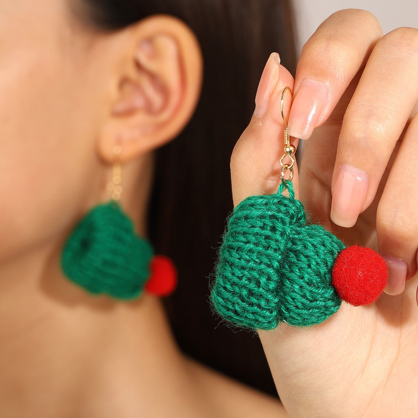 Christmas Style Knitted Wool Hat Scarf Earrings