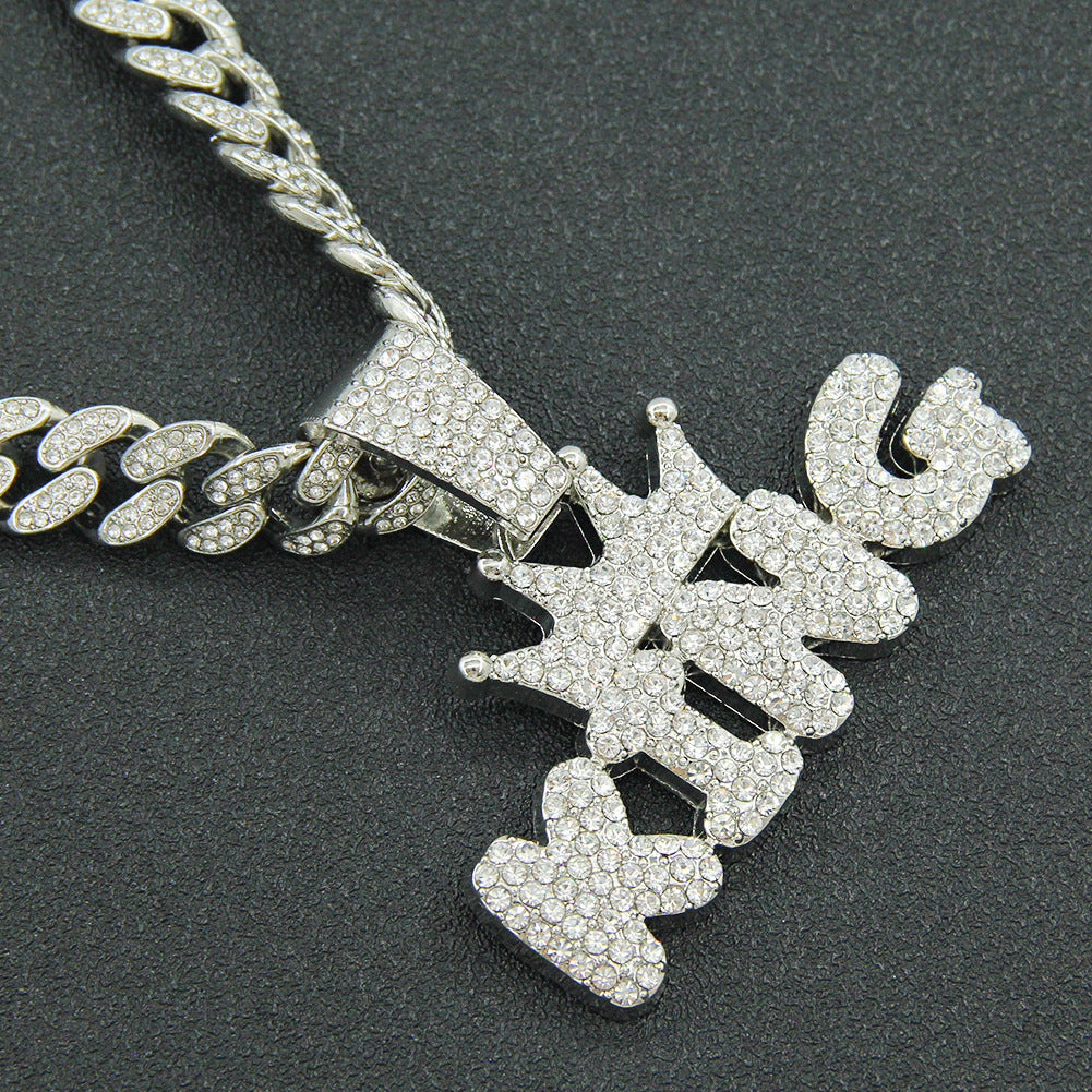 Letter Pendant Male Cuban Link Chain Necklaces