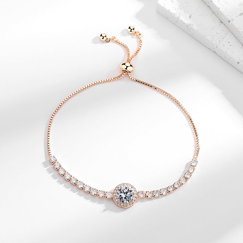 Women's Minority French Pull-out 2 Karat Round Bag Zircon Personalized Fresh Bracelets