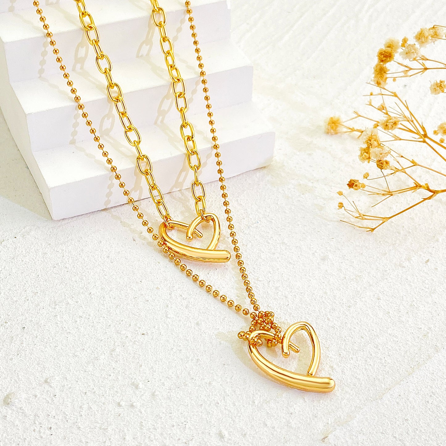 Irregular Heart Female Style Creative Design Cross Heart-shaped Necklaces