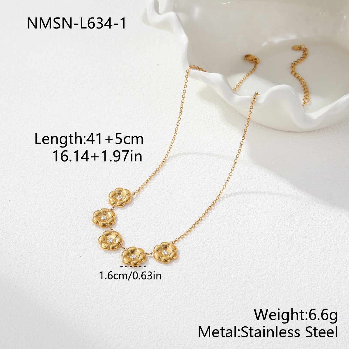 Women's Stainless Steel French Style Retro Camellia Zircon Jewelry Set