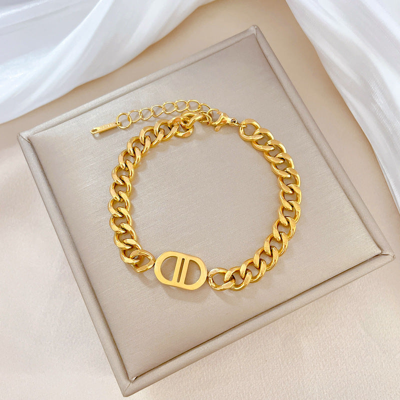 Women's Full Body Titanium Steel Graceful Personality Mori Chain Double Bracelets