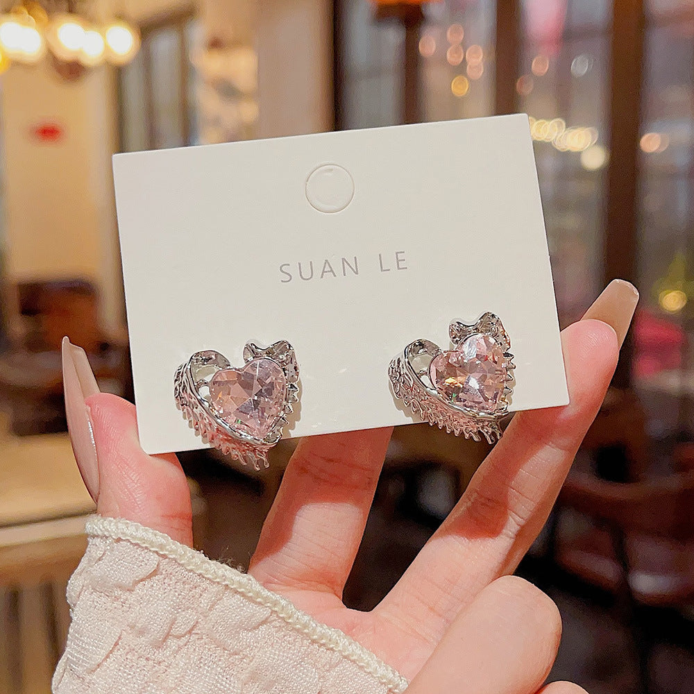 Women's Style Pink Love Heart Exquisite Fashionable Earrings