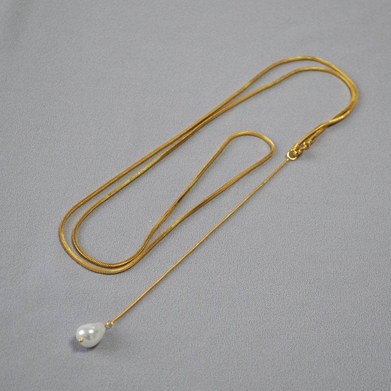 Long Square Snake Bones Chain Gold Necklaces