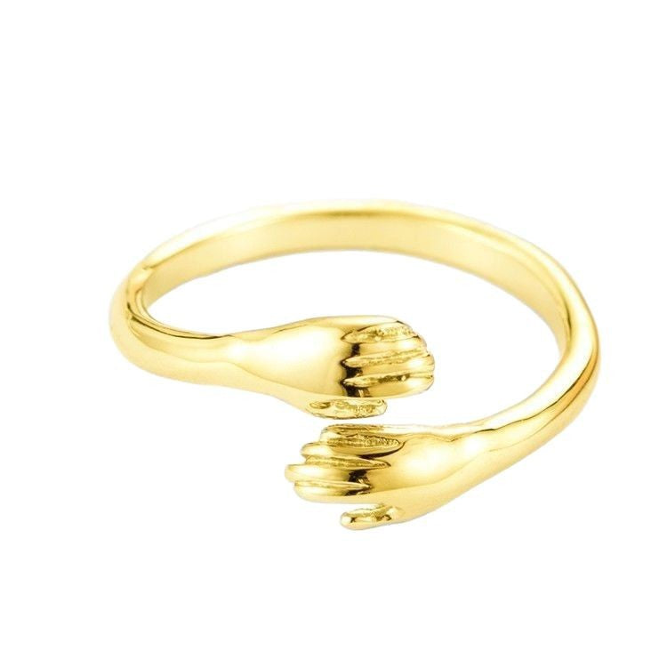 Embrace Of Love Couple Refers To Korean Gold Plated Ring