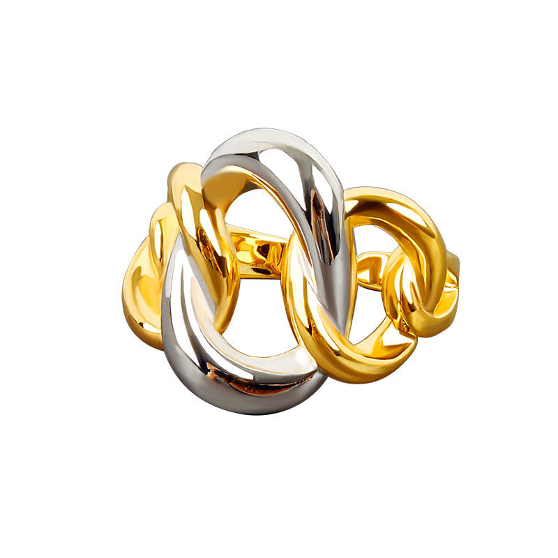 Exaggerated Two-color Woven Chain Open Design Rings