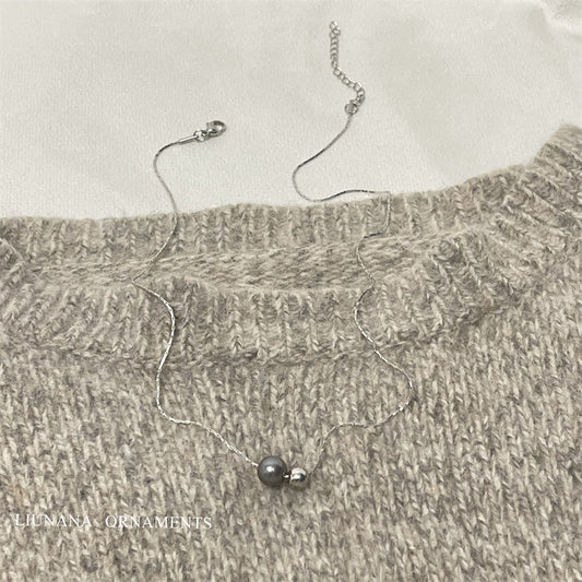 Colliers de tempérament rétro avec pendentif en perles grises brillantes de Tahiti