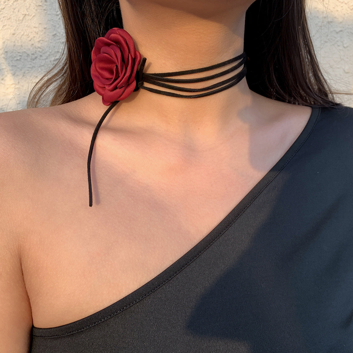 Ornement pour femmes Veet collier de fleurs plante grands colliers