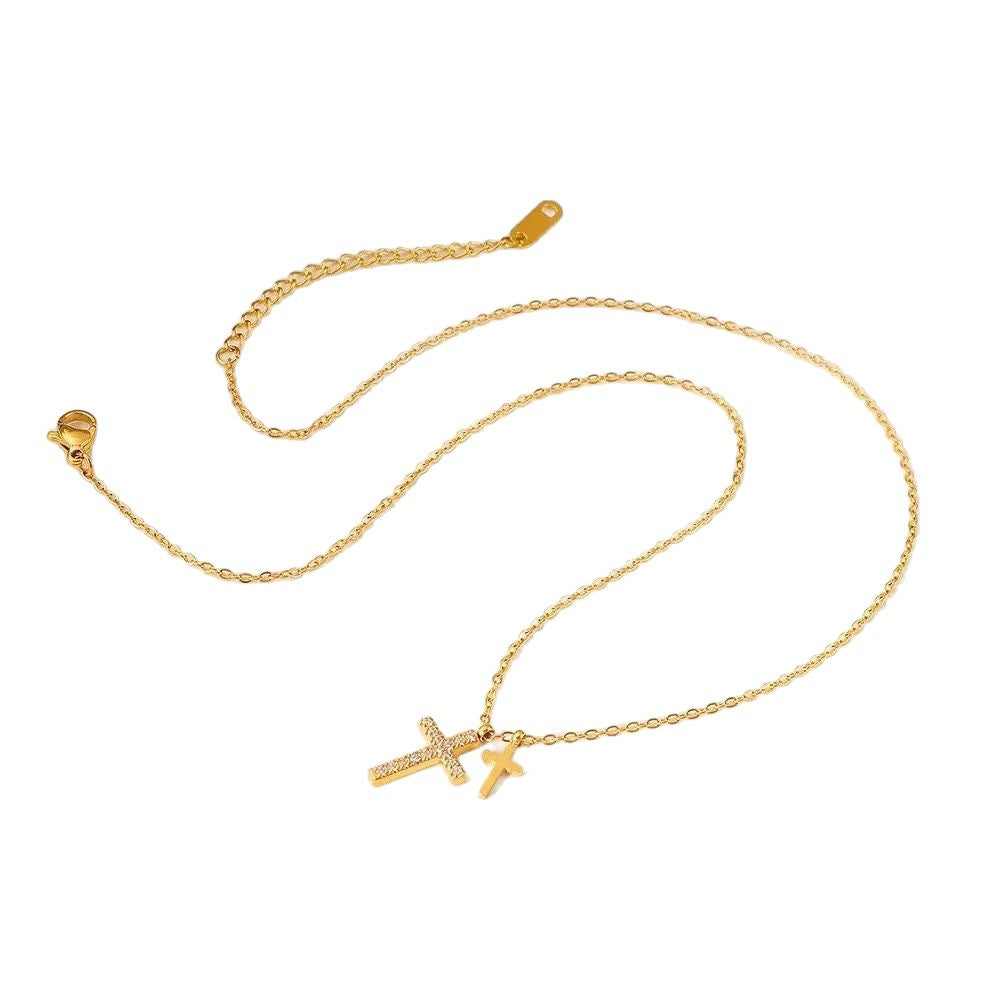 Women's Diamond Titanium Steel Gold-plated Waterproof Clavicle Chain Light Luxury High Necklaces