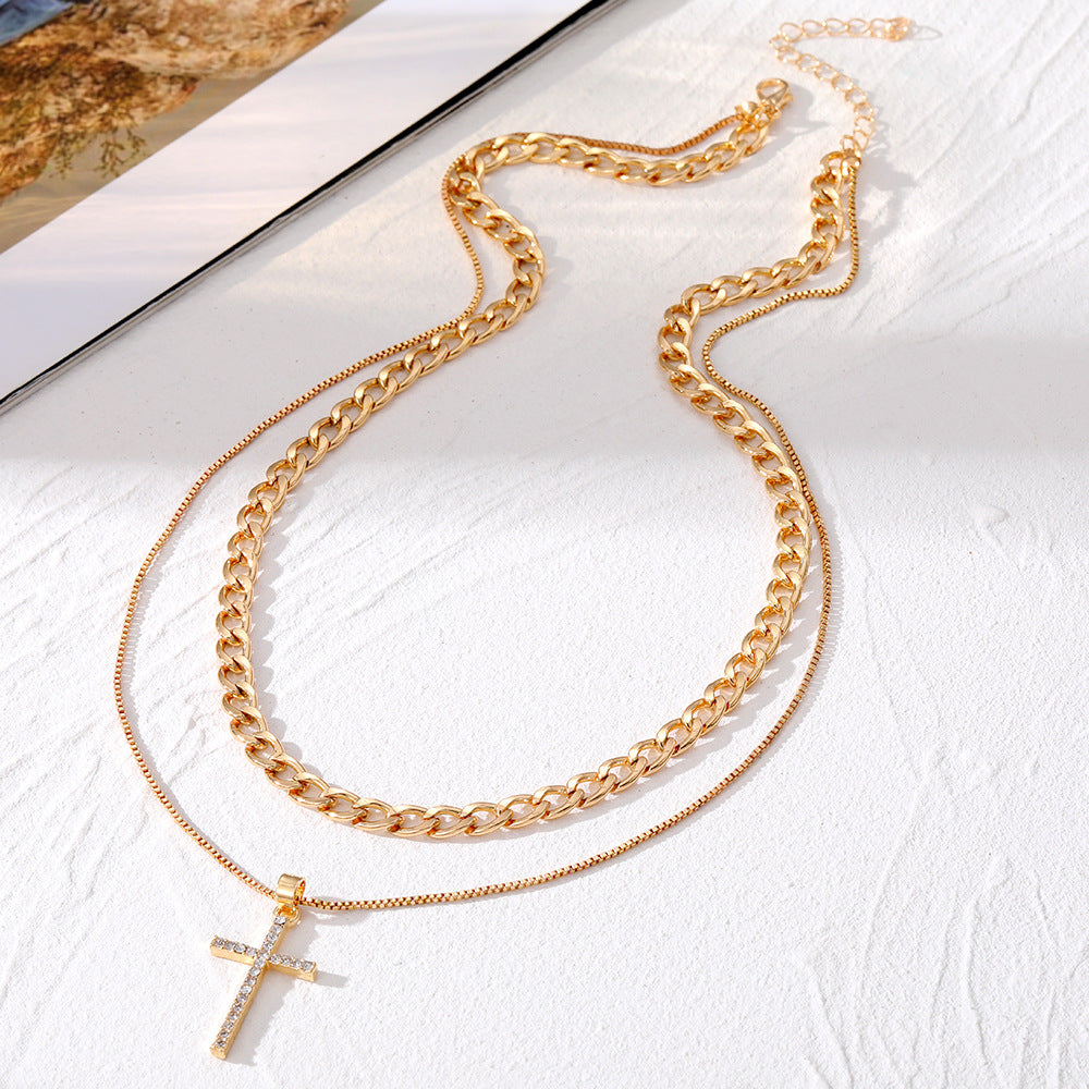 Ornament Simple Cross Female Sexy Short Necklaces