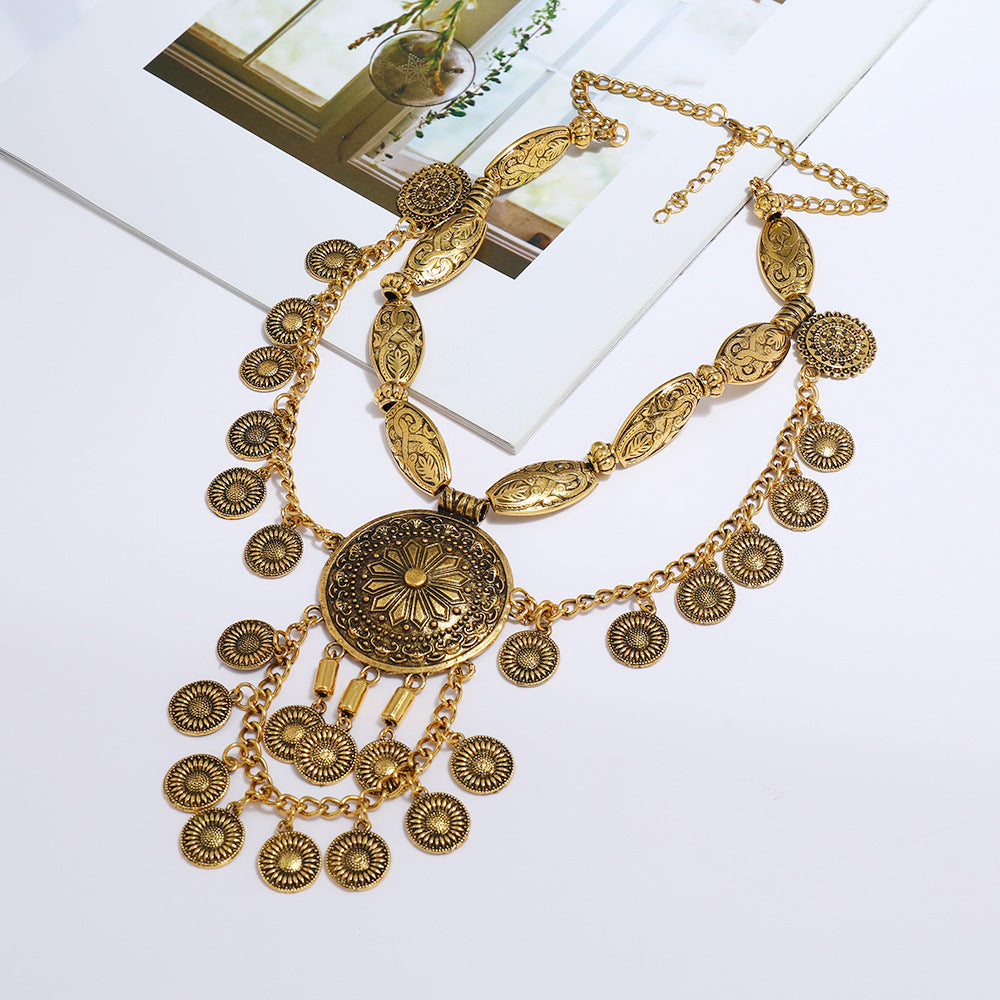 Profile Ethnic Style Alloy Coin Personality Necklaces