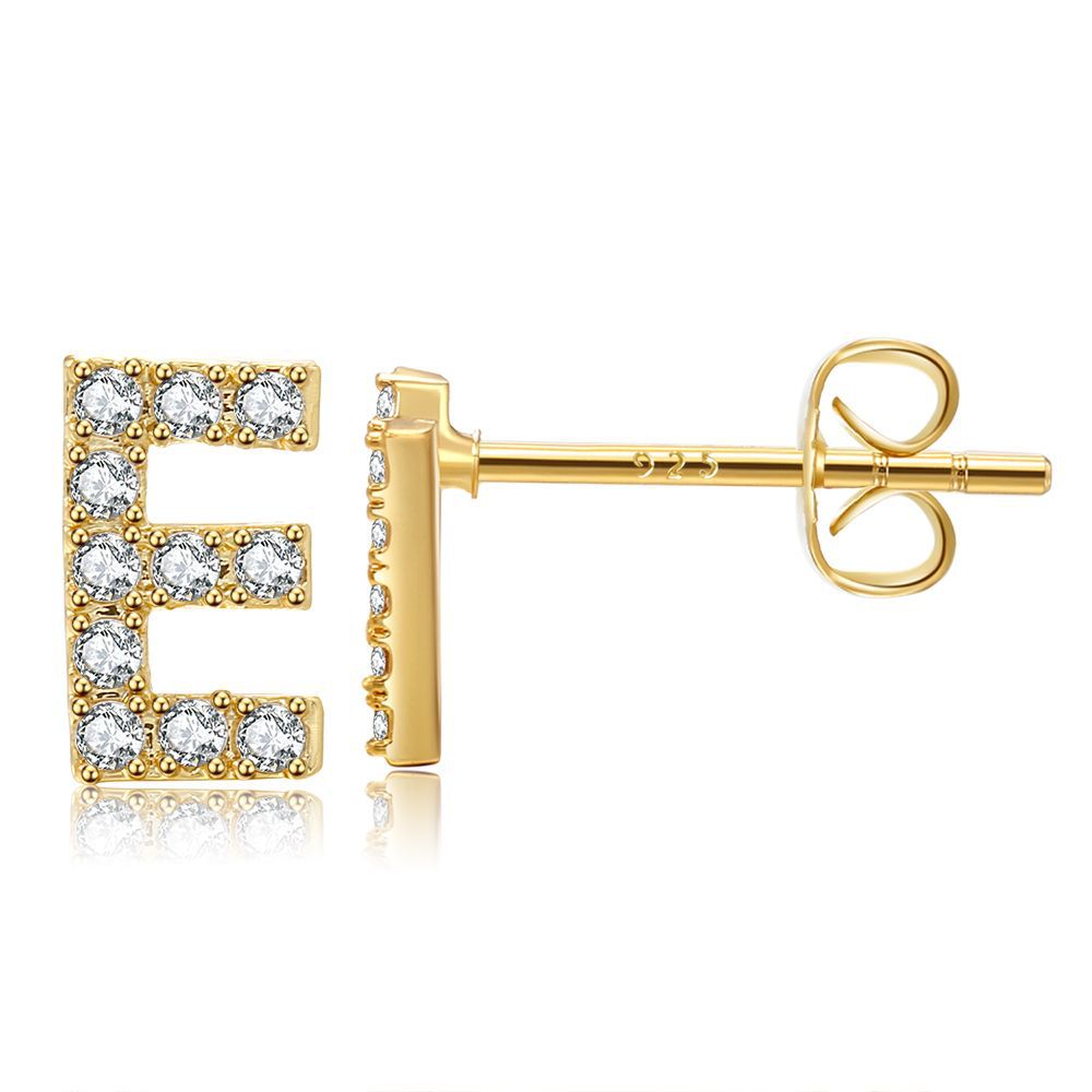 Women's Trend Small Alphabet Letter Brass Gold Earrings