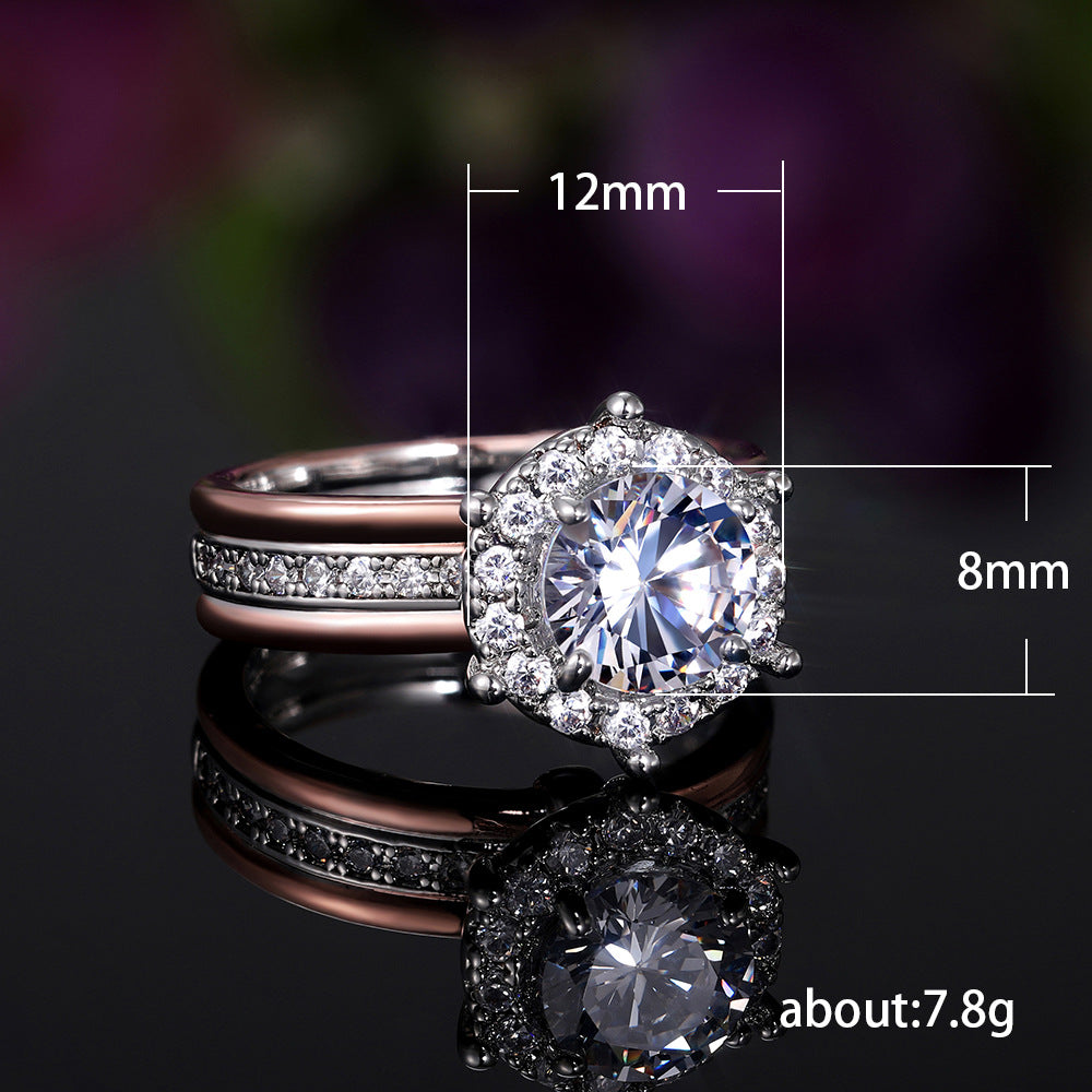 Shi Jewelry Kreative zweifarbige Zirkon-Verlobungsringe