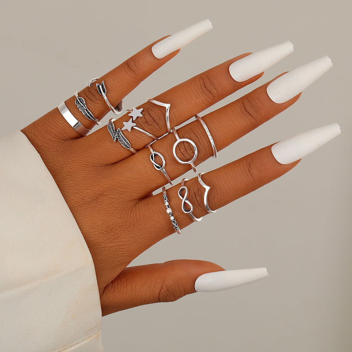 Retro Suit Combination Set Five-pointed Star Rings