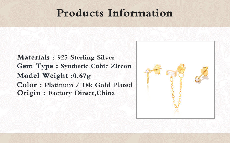 Sterling Sier Set Asymmetric Personalized Fashion Earrings